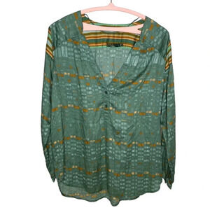 Prana Elsie Tunic Hi Lo Peacock Top Green Geometric Tencel Lyocell Sz. L